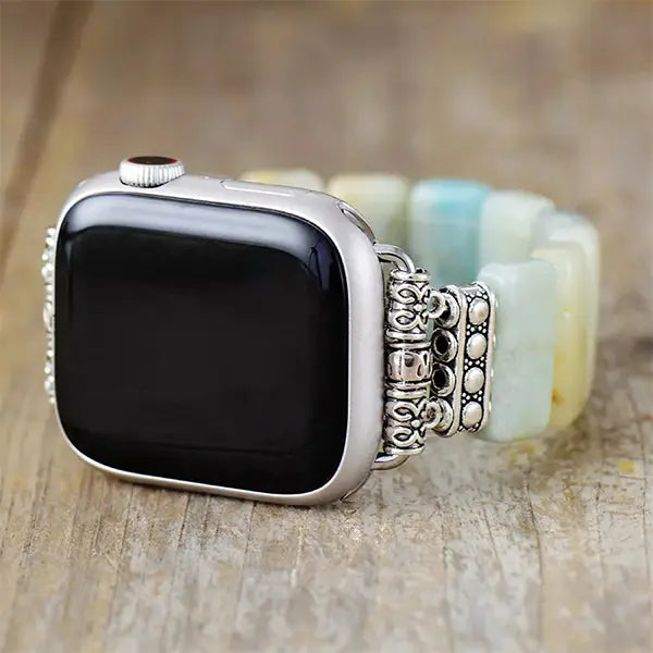 Bracelet Apple Watch en Amazonite Douceur et Courage kaosix 2