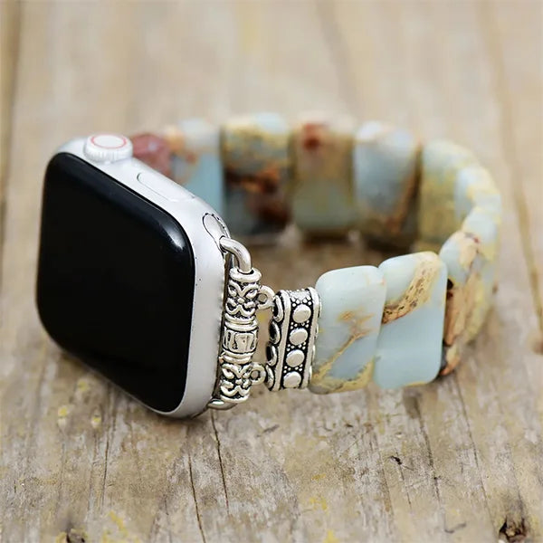Bracelet Apple Watch en Jaspe Océan Joie et Calme kaosix 4