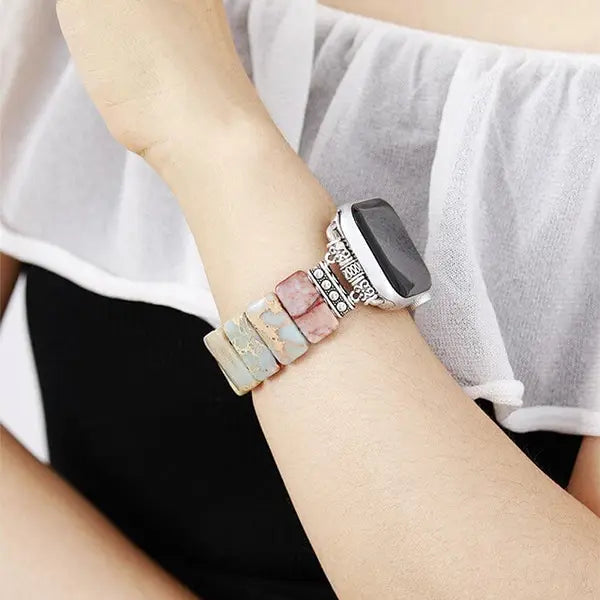 Bracelet Apple Watch en Jaspe Océan Joie et Calme kaosix 7