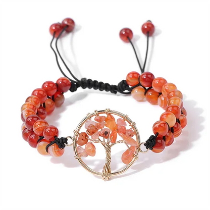 Bracelet Arbre de Vie en Pierres Fines Énergie et Harmonie variante Agate Orange kaosix