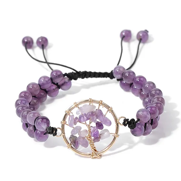 Bracelet Arbre de Vie en Pierres Fines Énergie et Harmonie variante Améthyste kaosix