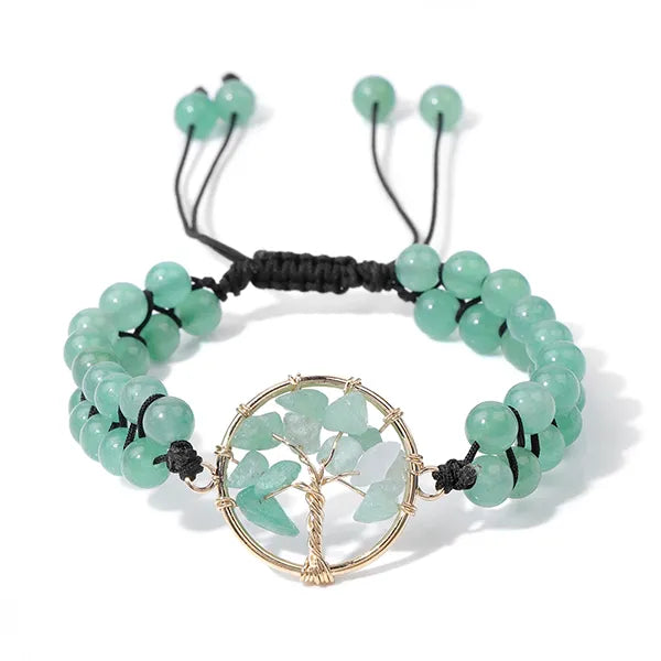 Bracelet Arbre de Vie en Pierres Fines Énergie et Harmonie variante Aventurine Verte kaosix