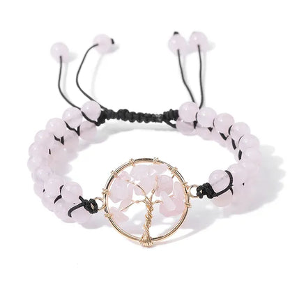Bracelet Arbre de Vie en Pierres Fines Énergie et Harmonie variante Quartz Rose kaosix