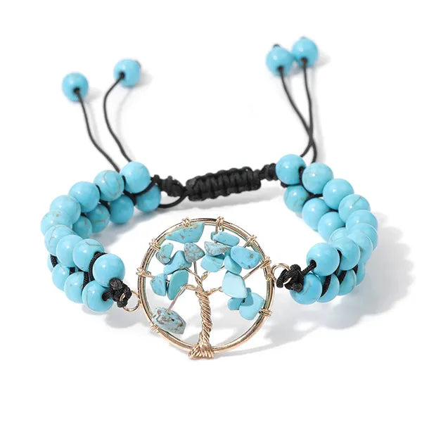 Bracelet Arbre de Vie en Pierres Fines Énergie et Harmonie variante Turquoise kaosix