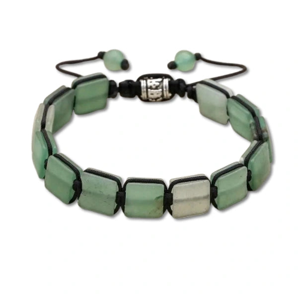 Bracelet Aventurine Verte Pierres Rectangulaires Équilibre & Chance fond blanc kaosix