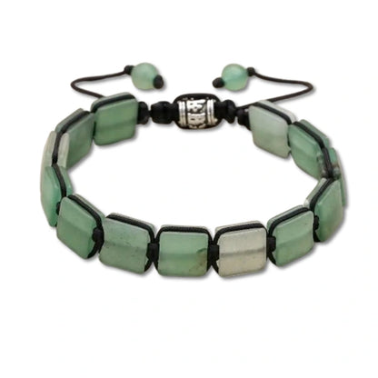 Bracelet Aventurine Verte Pierres Rectangulaires Équilibre & Chance fond blanc kaosix