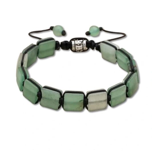 Bracelet Aventurine Verte Pierres Rectangulaires Équilibre & Chance fond blanc kaosix