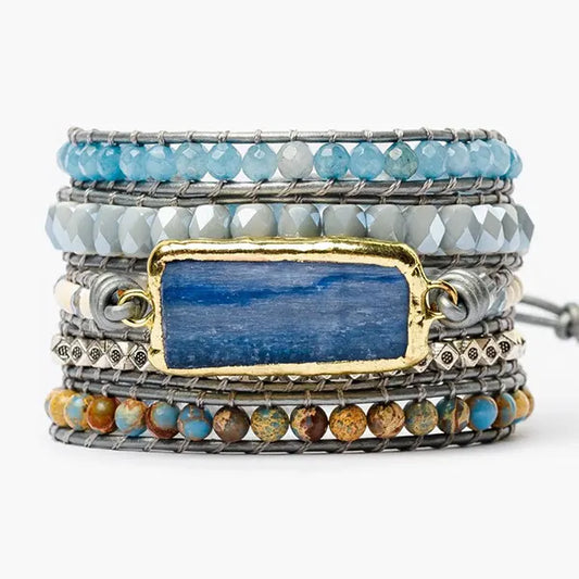 Bracelet Boho (Wrap) en Cyanite Harmonie Tranquille kaosix 1