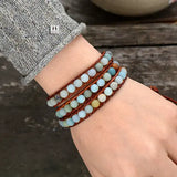 Bracelet Boho (wrap) en Amazonite trois tours