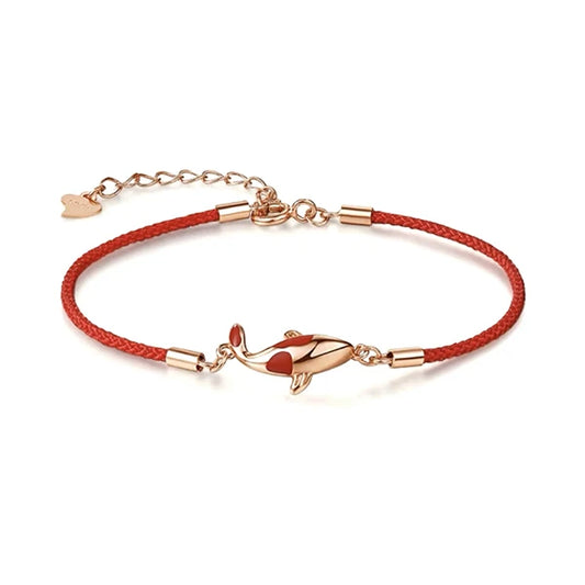 Bracelet Corde Rouge et Carpe Koï Porte-Bonheur et Protection kaosix 1