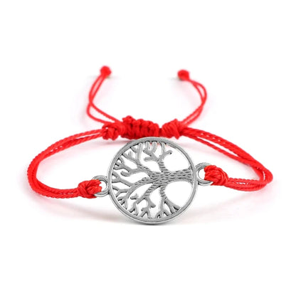 Bracelet Cordon Arbre de Vie Argenté Accessoire Porte-Bonheur fond blanc kaosix