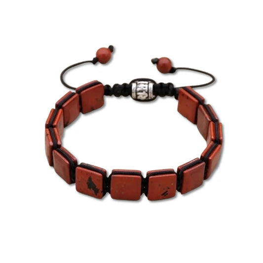 Bracelet Jaspe Rouge Pierres Rectangulaires Énergie Confiance et Élégance fond blanc kaosix