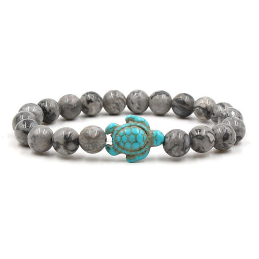 Bracelet Labradorite Grise Tortue Marine sur fond blanc Kaosix