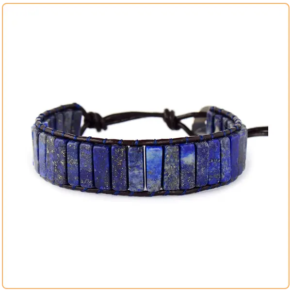 Bracelet Lapis Lazuli Bâtonnets Boho Wrap sur fond blanc kaosix