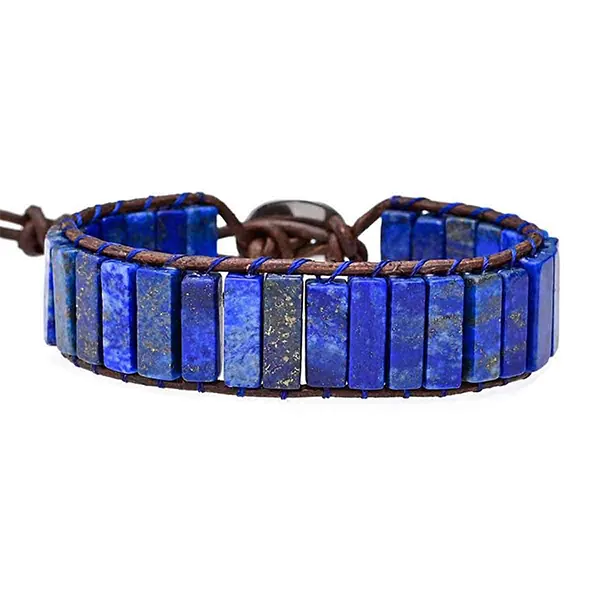 Bracelet Lapis Lazuli Bâtonnets Boho Wrap sur sol blanc kaosix