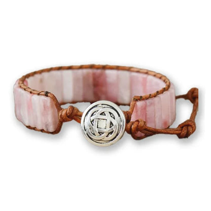 Bracelet Opale Rose Bâtonnets Boho Wrap sur fond blanc kaosix