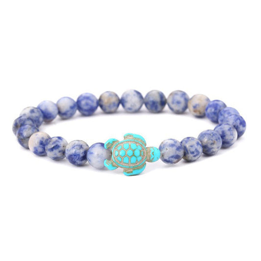 Bracelet Pierre de Sodalite Tortue Marine sur fond blanc Kaosix