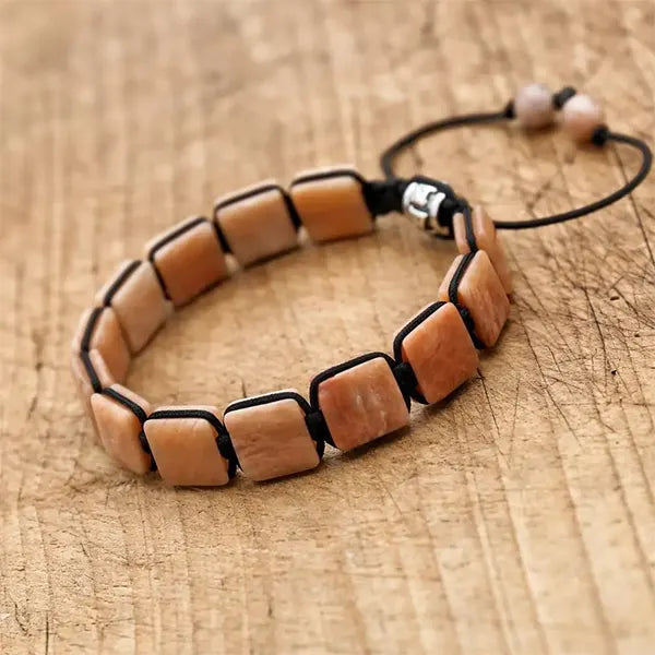 Bracelet Pierre de Soleil Pierres Rectangulaires Éclat et Énergie Positive penché kaosix
