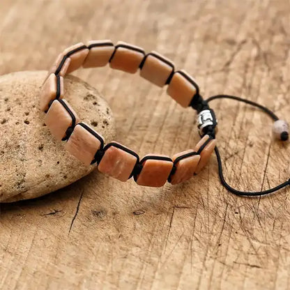 Bracelet Pierre de Soleil Pierres Rectangulaires Éclat et Énergie Positive sur pierre kaosix