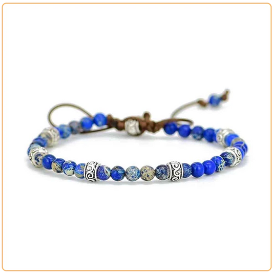 Bracelet Tibétain Jaspe Bleu sur fond blanc kaosix