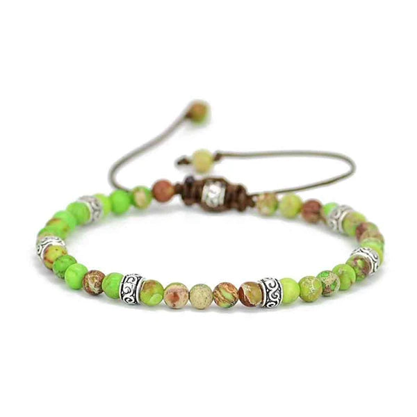 Bracelet Tibétain Jaspe Vert sur fond blanc kaosix