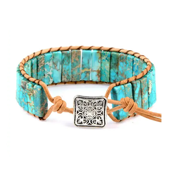 Bracelet Turquoise Bâtonnets Boho Wrap sur fond blanc kaosix