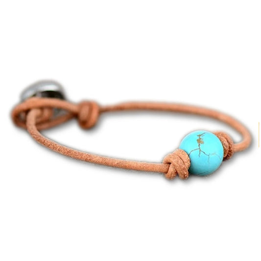 Bracelet Turquoise et Cuir Bohème sur un fond blanc kaosix