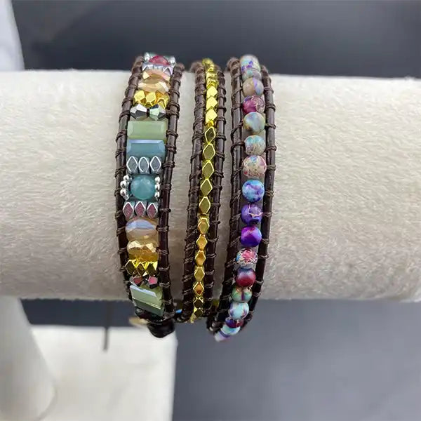 Bracelet Wrap Bohème Coloré Éclat de Joie Cristal Jaspe & Agate kaosix 5