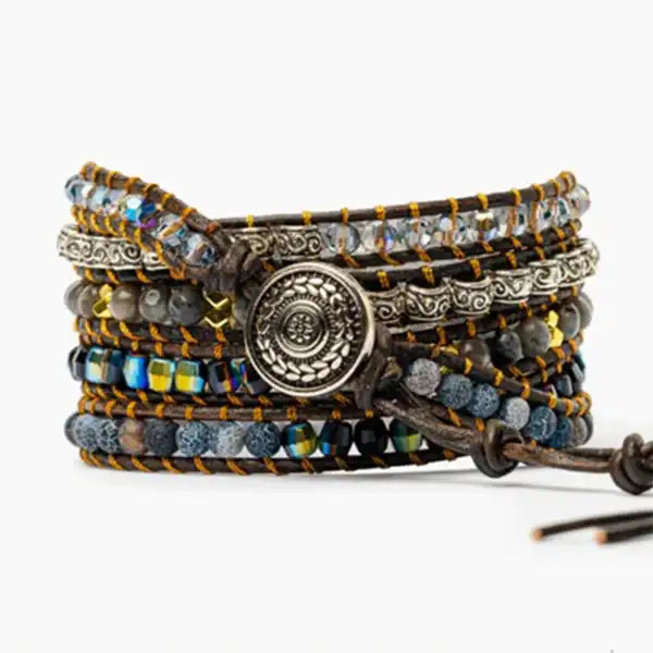 Bracelet Wrap Onyx Noir Élégance Mystique 5 Tours kaosix 2