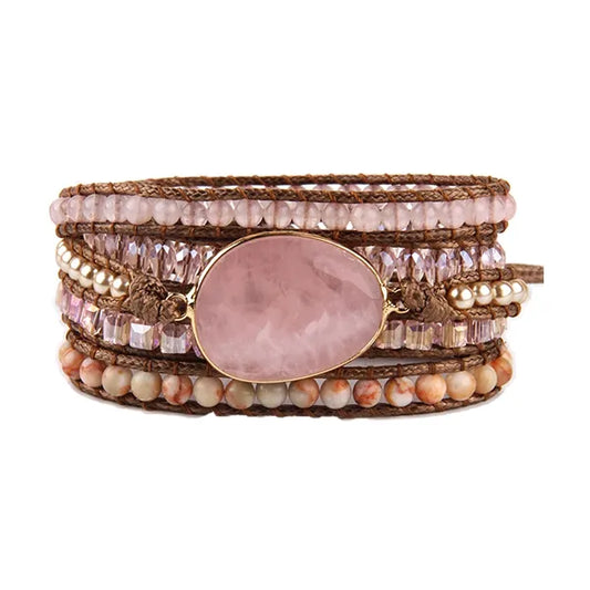 Bracelet Wrap Quartz Rose Tendre Harmonie 5 Tours kaosix 1
