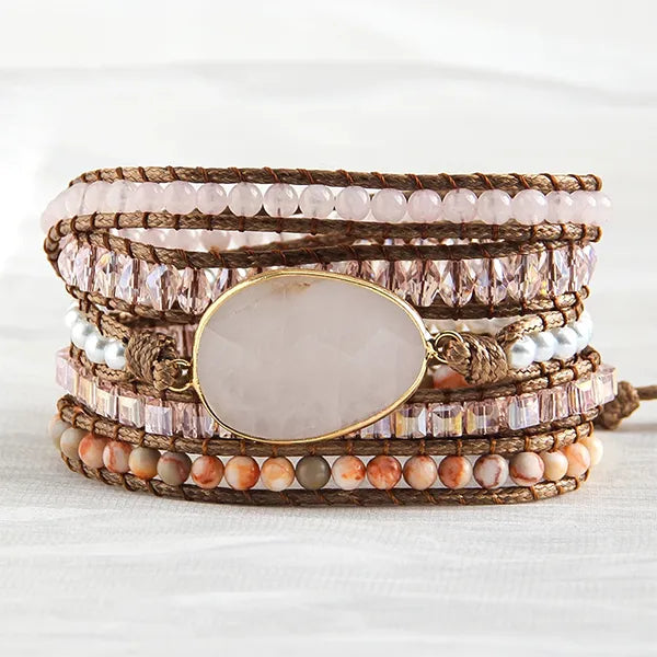 Bracelet Wrap Quartz Rose Tendre Harmonie 5 Tours kaosix 2