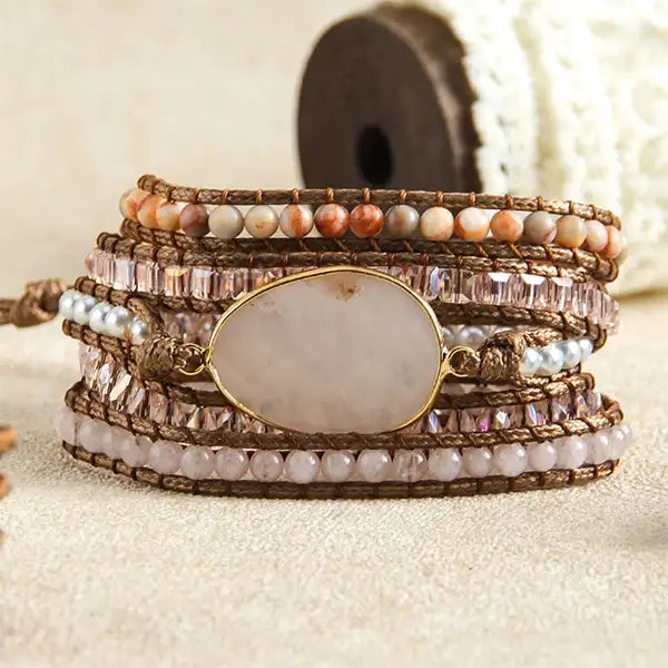 Bracelet Wrap Quartz Rose Tendre Harmonie 5 Tours kaosix 3