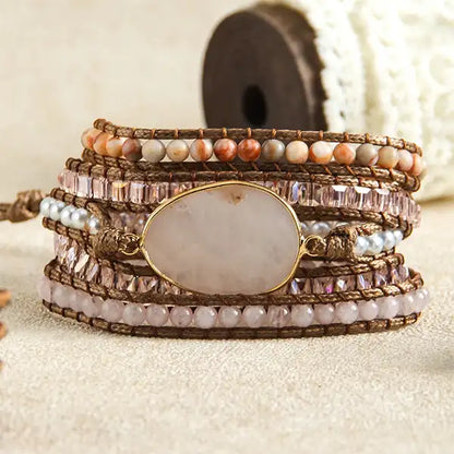 Bracelet Wrap Quartz Rose Tendre Harmonie 5 Tours kaosix 3