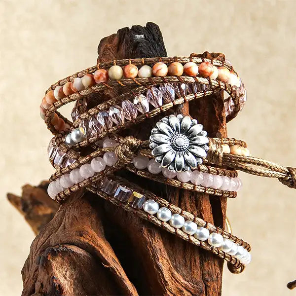 Bracelet Wrap Quartz Rose Tendre Harmonie 5 Tours kaosix 4