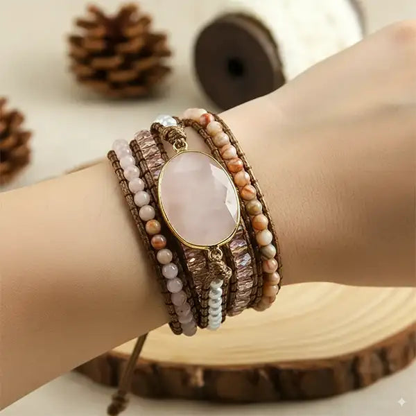 Bracelet Wrap Quartz Rose Tendre Harmonie 5 Tours kaosix 6