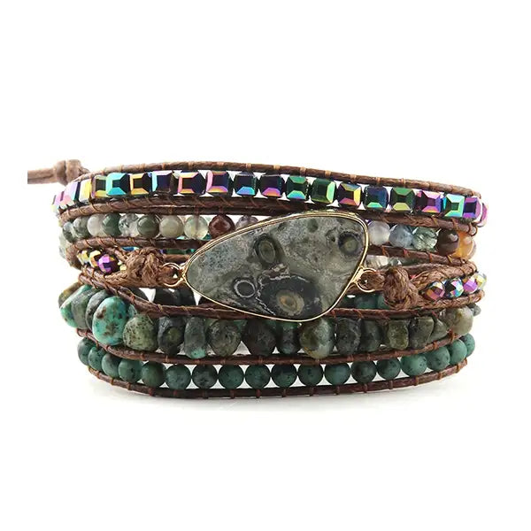 Bracelet Wrap Turquoise Africaine Terre d'Évolution 5 Tours kaosix 1
