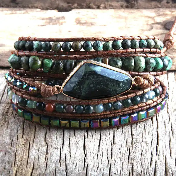 Bracelet Wrap Turquoise Africaine Terre d'Évolution 5 Tours kaosix 2