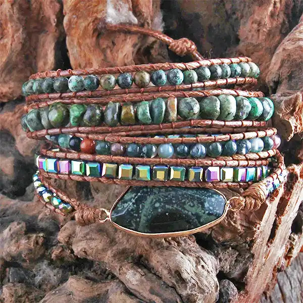 Bracelet Wrap Turquoise Africaine Terre d'Évolution 5 Tours kaosix 3