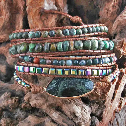 Bracelet Wrap Turquoise Africaine Terre d'Évolution 5 Tours kaosix 3