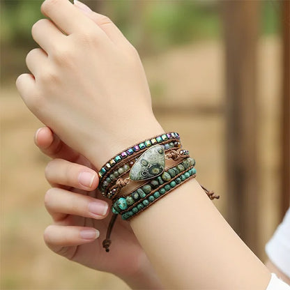 Bracelet Wrap Turquoise Africaine Terre d'Évolution 5 Tours kaosix 5