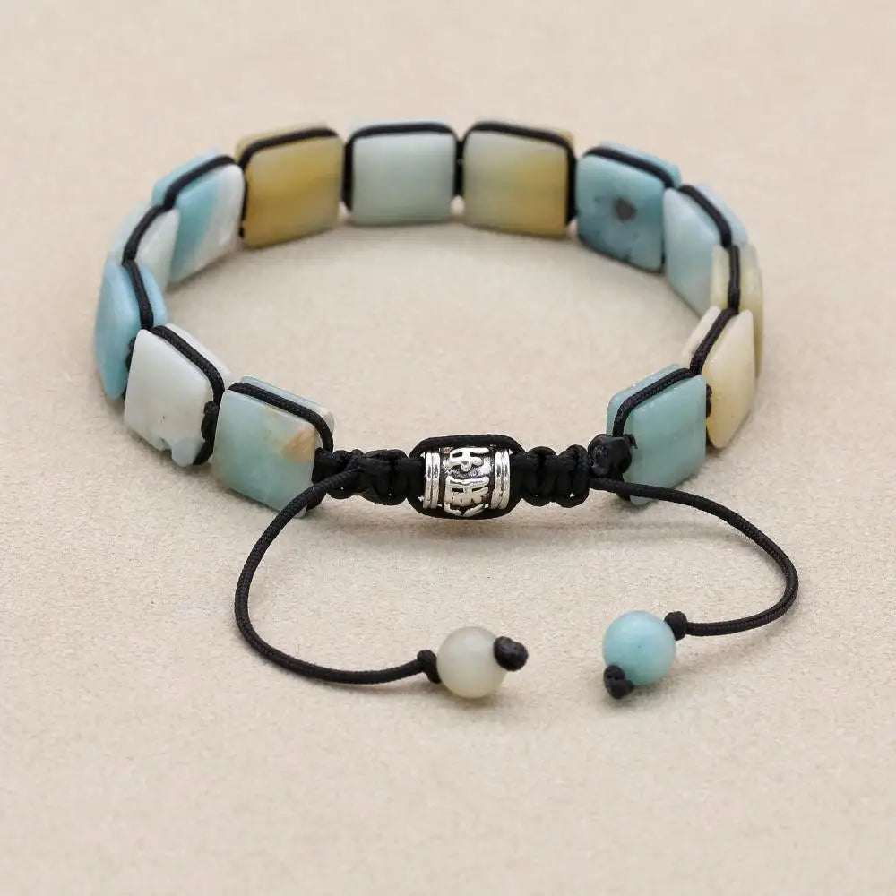 Bracelet Amazonite Pierres Rectangulaires Équilibre et Sérénité vue de derrière Kaosix