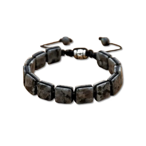 Bracelet Labradorite Pierres Rectangulaires Protection et Intuition fond blanc kaosix