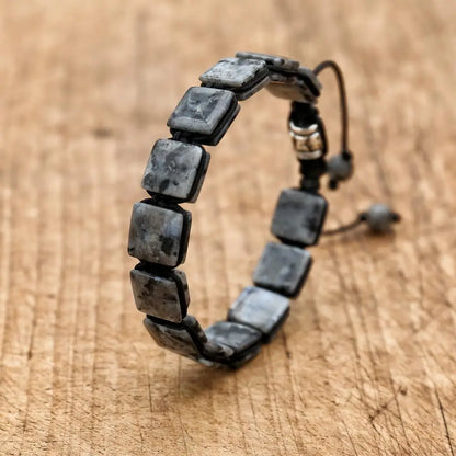 Bracelet Labradorite Pierres Rectangulaires Protection et Intuition sur la tranche kaosix