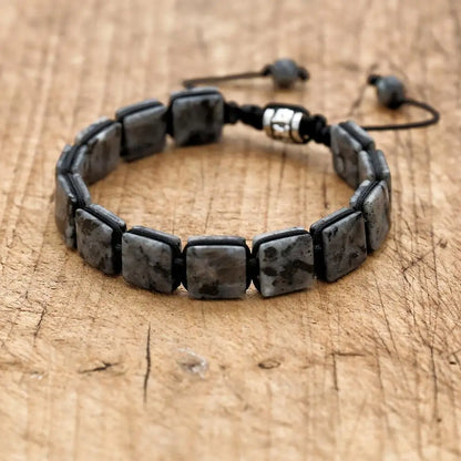 Bracelet Labradorite Pierres Rectangulaires Protection et Intuition vue de face kaosix
