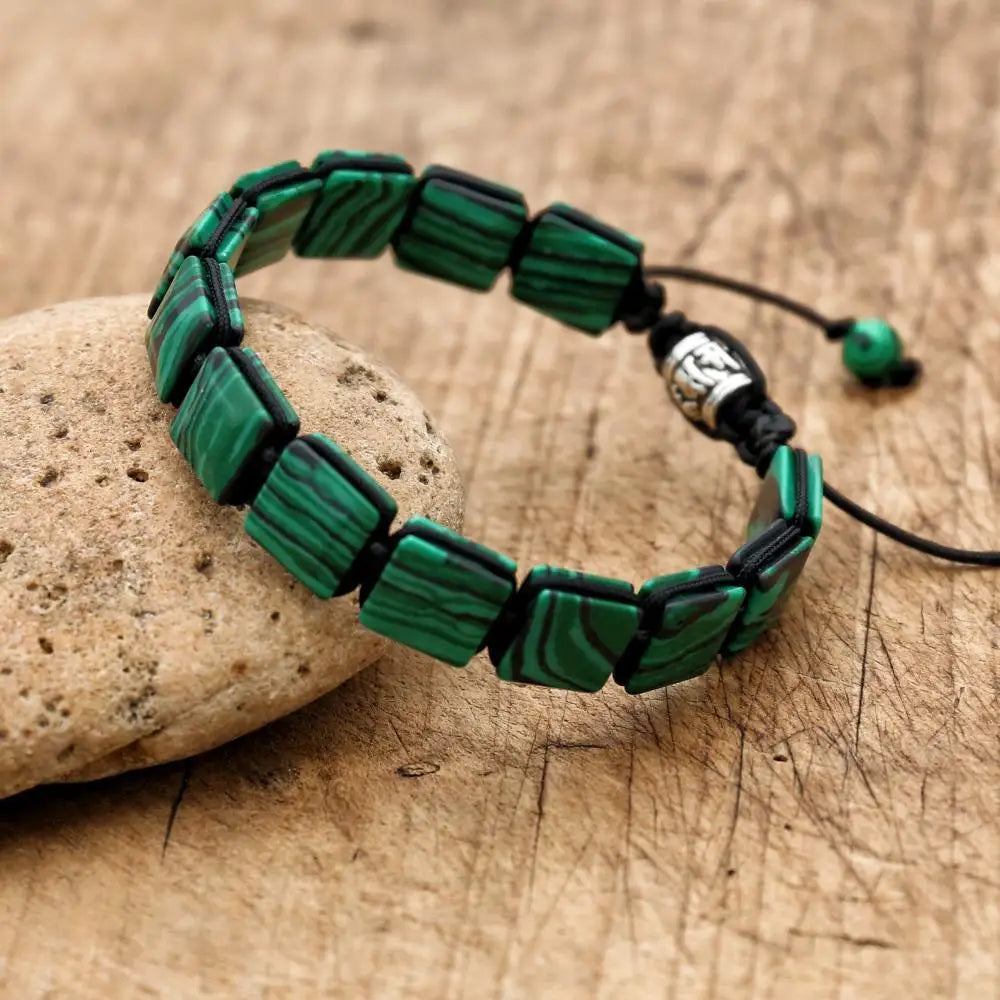 Bracelet Malachite Pierres Rectangulaires Protection et Harmonie kaosix