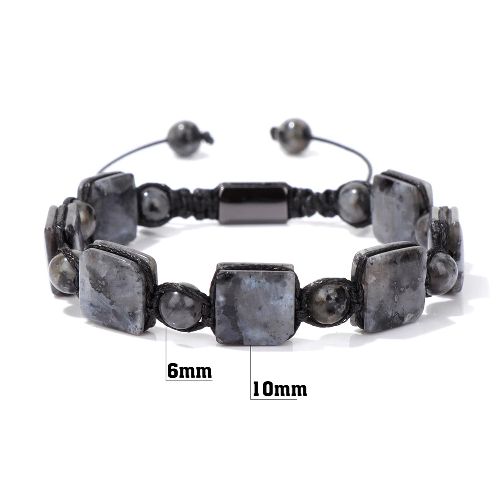 Bracelet Pierres plates Carrées et Rondes - 6 Pierres Différentes dimension perles kaosix