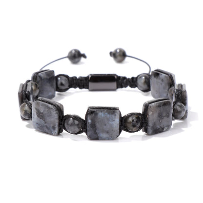 Bracelet Pierres plates Carrées et Rondes - 6 Pierres Différentes labradorite kaosix