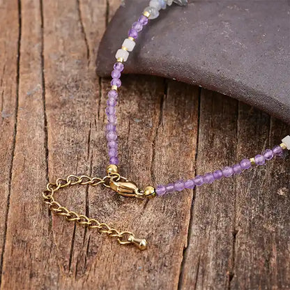 Bracelet de Cheville Améthyste et Labradorite Bijou Énergétique kaosix 1