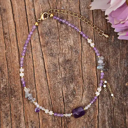 Bracelet de Cheville Améthyste et Labradorite Bijou Énergétique kaosix 2