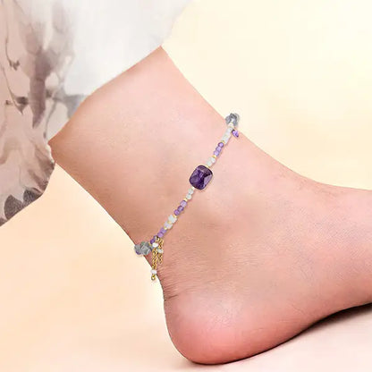 Bracelet de Cheville Améthyste et Labradorite Bijou Énergétique kaosix 4